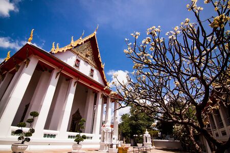 White temple on the blue skyの写真素材