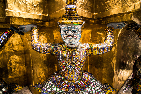 Details of Wat Phra Kaew, Temple of the Emerald Buddha.の写真素材