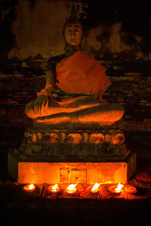 Oil lamps shining in the nightの写真素材