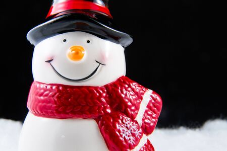 happy looking snowman smiling in Christmas dayの写真素材