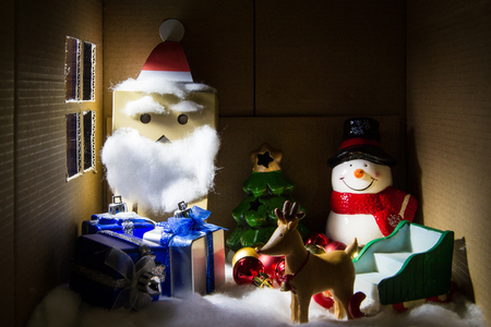 Christmas night of a toy in the box.の写真素材
