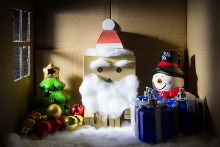 Christmas night of a toy in the box.の写真素材