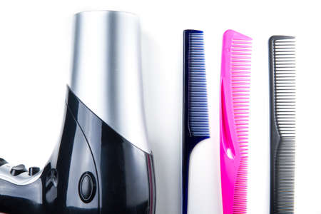 The Hair dryer and comb for hairdressersの写真素材