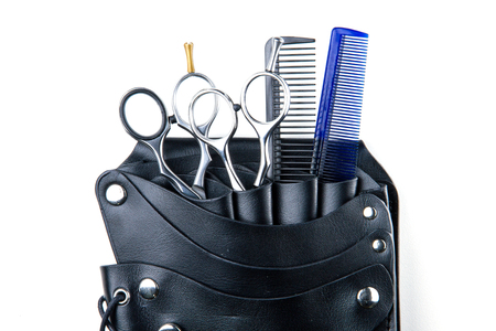 hair cutting scissors and comb for professional hairdressersの写真素材