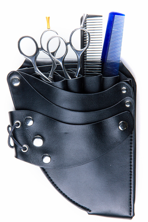 hair cutting scissors and comb for professional hairdressersの写真素材