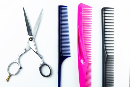 hair cutting scissors and comb for hairdressersの写真素材