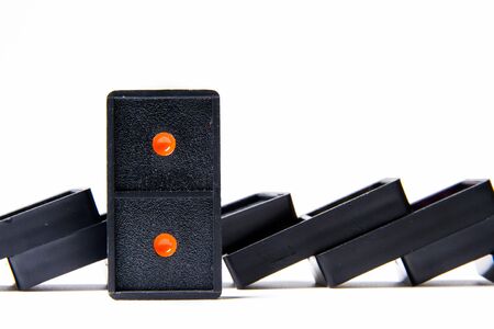 The colorful dominoes on the white background.の写真素材