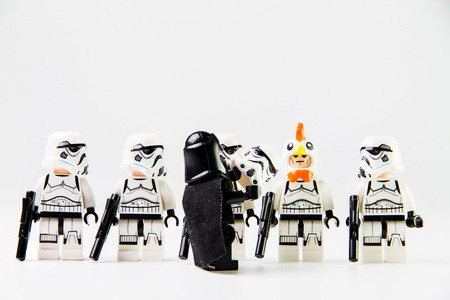 Nonthaburi, Thailand - December 29, 2015: The lego Star Wars mini figures from movie series on isolated white background, Lego is an interlocking brick system collected around the world by adults and children.のeditorial素材