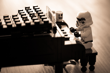 Nonthaburi, Thailand - December 28, 2015: The lego Star Wars mini figures from movie series, Lego is an interlocking brick system collected around the world by adults and children.のeditorial素材