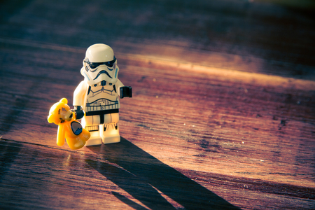 Nonthaburi, Thailand - December 28, 2015: The lego Star Wars mini figures from movie series, Lego is...