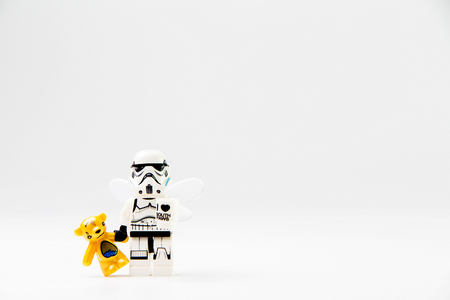 Nonthaburi, Thailand - December 29, 2015: The lego Star Wars mini figures from movie series on isolated white background, Lego is an interlocking brick system collected around the world by adults and children.のeditorial素材