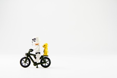 Nonthaburi, Thailand - December 29, 2015: The lego Star Wars mini figures from movie series on isolated white background, Lego is an interlocking brick system collected around the world by adults and children.のeditorial素材