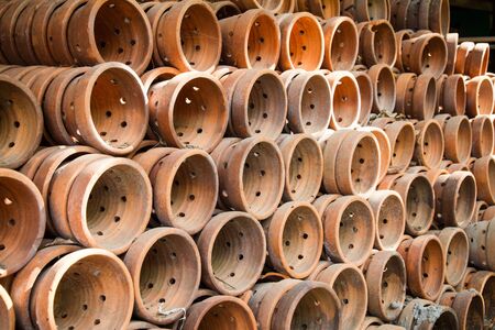 stack of pots, vase, jar for orchid plant.の写真素材