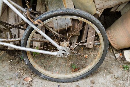 The rear wheel flat Tire of the bicycle.