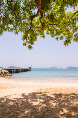 Bridge pier extending into the sea.の写真素材