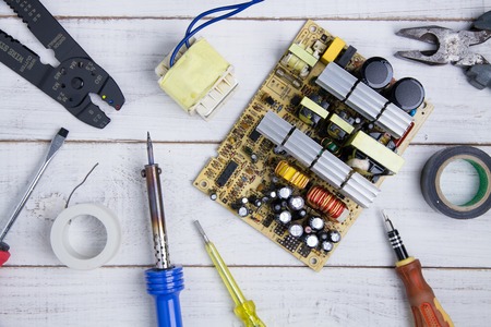 circuit board and equipment repair in the service workshop.