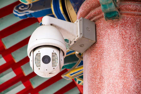 CCTV camera. Security camera on the wall. Private property protection.の写真素材