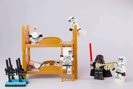 Nonthabure, Thailand - June, 24, 2016: Lego star wars wake up .The lego Star Wars mini figures from movie series.Lego is an interlocking brick system collected around the world.のeditorial素材