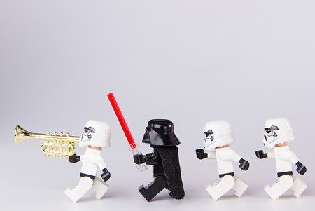 Nonthabure, Thailand - June, 24, 2016: Lego star wars march.The lego Star Wars mini figures from movie series.Lego is an interlocking brick system collected around the world.のeditorial素材