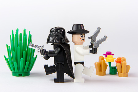 Nonthabure, Thailand - June, 23, 2016: Lego star wars gunfight.The lego Star Wars mini figures from...