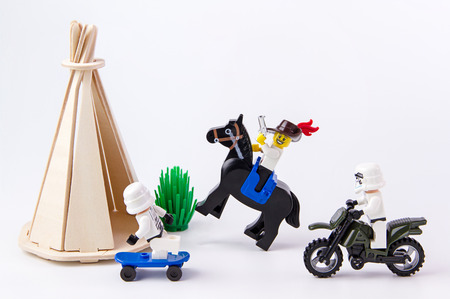 Nonthabure, Thailand - June, 28, 2016: Lego star wars ride a horse.The lego Star Wars mini figures from movie series.Lego is an interlocking brick system collected around the world.のeditorial素材