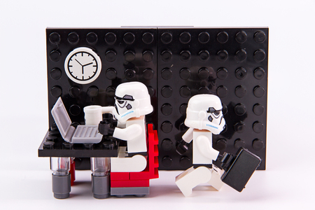 Nonthabure, Thailand - June, 28, 2016: Lego star wars working time.The lego Star Wars mini figures from movie series.Lego is an interlocking brick system collected around the world.のeditorial素材