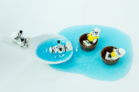 Nonthabure, Thailand - July, 10, 2016: Lego star wars play slide into the water.The lego Star Wars mini figures from movie series.Lego is an interlocking brick system collected around the world.のeditorial素材