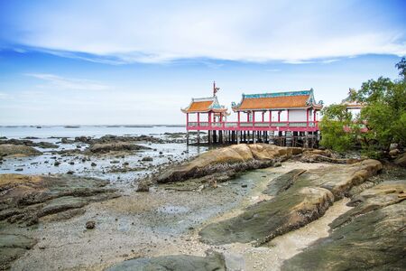 Chinese temple inside the sea.の写真素材