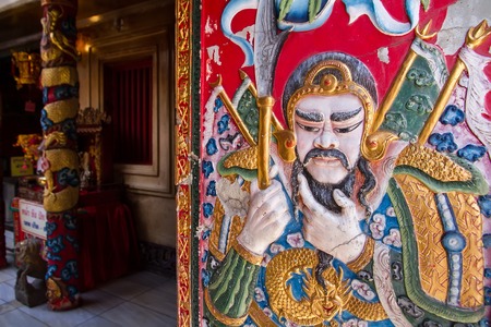 Ayutthaya, Thailand - October, 21, 2016 : Close up Traditional type of temple gate at Wat panancherng, Jao Mae Soi Dork Mark the Chinese Shrine at Ayuttaya.のeditorial素材