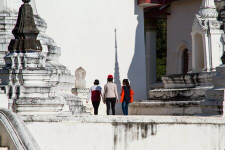 Uthai Thani, Thailand - December, 17, 2016 : Unidentified Tourist visit Wat Uposatharam Temple at noon, Located along the banks of the Sakae Krang River in Uthai Thani, Thailand.のeditorial素材