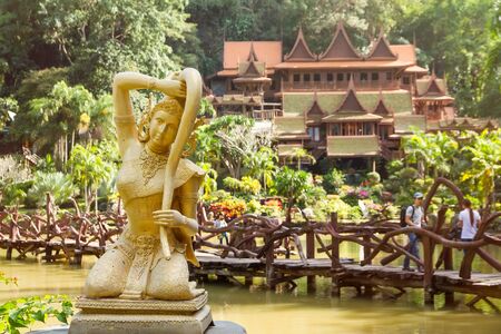 Uthai Thani, Thailand - December, 18, 2016 : Wat Tham Khao Wong, Thailand home style temple built in the middle of nature.Uthai Thani, Uthai Thani is small town in central Thailand.のeditorial素材
