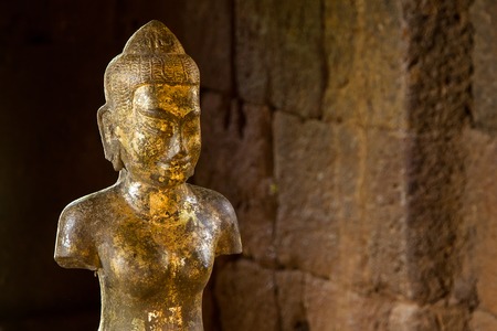 Statue of God Bodhisattva Khmer Art at ancient thai castle or Prasat Muang Singh in Kanjanaburi , Thailand.の写真素材