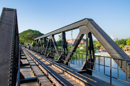 Kanchanaburi, Thailand - December, 25, 2016 : Unidentified Tourist walk on The Railway Bridge on the River Kwai at Kanchanaburi,Thailand.This bridge is famous for its history in second world warのeditorial素材