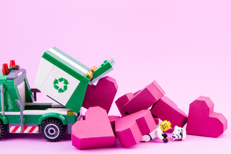 Nonthaburi, Thailand - January, 10, 2017 : Lego star wars stormtrooper was crushed by a pile of...