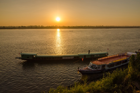 Beautiful views of the Mekong River at sunrise morning.の写真素材