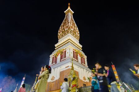 Nakhon Phanom, Thailand - February, 05, 2017 : Wat Phra Thatphanom,Thatphanom the most important Buddhist temple in the region.This structure contains The Buddha's breast bone. Nakhon Phanom, Thailandのeditorial素材