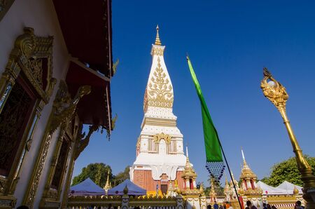 Nakhon Phanom, Thailand - February, 05, 2017 : Wat Phra Thatphanom,Thatphanom the most important Buddhist temple in the region.This structure contains The Buddha's breast bone. Nakhon Phanom, Thailandのeditorial素材
