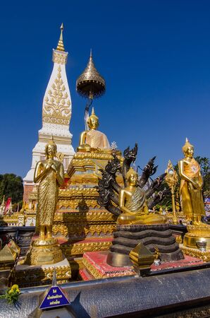 Nakhon Phanom, Thailand - February, 05, 2017 : Wat Phra Thatphanom,Thatphanom the most important Buddhist temple in the region.This structure contains The Buddha's breast bone. Nakhon Phanom, Thailandのeditorial素材