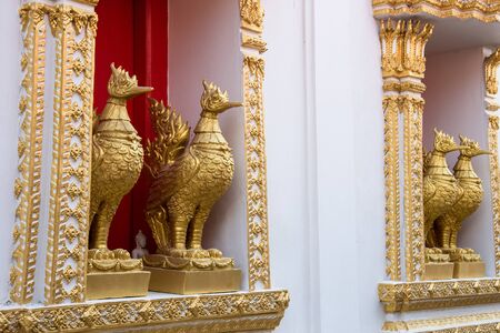 Nonthaburi, Thailand - February, 22, 2017 : Mythical swan-like creature Hongse soars in Wat Phai Lom at Ko Kret Nonthaburi, Thailand.This monastery built in the late Ayutthaya period and called by Mon peopleのeditorial素材