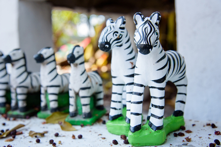 Small zebra statues for pray the godの写真素材