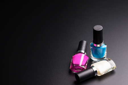 Nail polisher isolated on black background, Cosmetics concept, Makeup concept, Copy space image for your textの写真素材