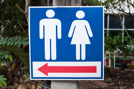 Sign of public toilets WC restroom for men and womenの写真素材