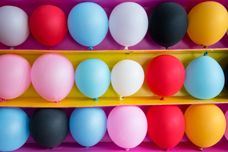 Colorful balloons as targets for playing balloon gamesの写真素材