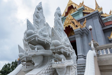 Prachuap Khiri Khan, Thailand - April, 18, 2017 : Statue White Naga stair of Wat Thang sai temple at Prachuap Khiri Khan, Thailandのeditorial素材