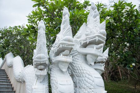 Prachuap Khiri Khan, Thailand - April, 18, 2017 : Statue White Naga stair of Wat Thang sai temple at Prachuap Khiri Khan, Thailandのeditorial素材