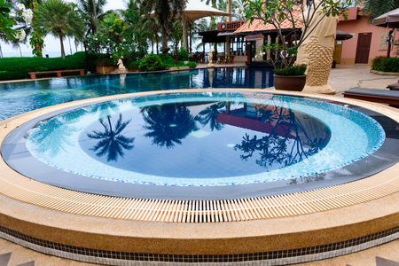 Prachuap Khiri Khan, Thailand - April, 18, 2017 : Swimming pool of Baan Grood Arcadia Resort & Spa in Thongchai Sub district, Bangsapan District, Prachuap Khiri Khan, Thailandのeditorial素材