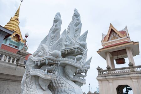 Prachuap Khiri Khan, Thailand - April, 18, 2017 : Statue White Naga stair of Wat Thang sai temple at Prachuap Khiri Khan, Thailandのeditorial素材