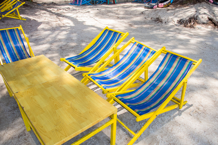 Prachuap Khiri Khan, Thailand - April, 18, 2017 : Sun umbrellas in the warm sandy beach of the tourist at Lime bay in Thongchai Sub district, Bangsapan District, Prachuap Khiri Khan, Thailandのeditorial素材