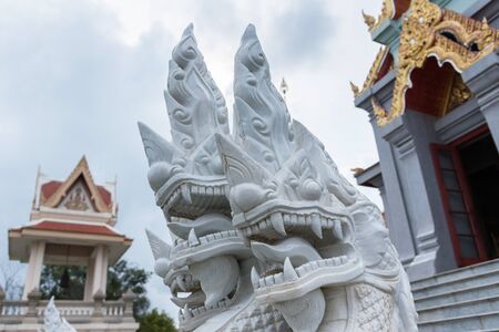 Prachuap Khiri Khan, Thailand - April, 18, 2017 : Statue White Naga stair of Wat Thang sai temple at Prachuap Khiri Khan, Thailandのeditorial素材