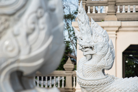 Prachuap Khiri Khan, Thailand - April, 18, 2017 : Statue White Naga stair of Wat Thang sai temple at Prachuap Khiri Khan, Thailandのeditorial素材